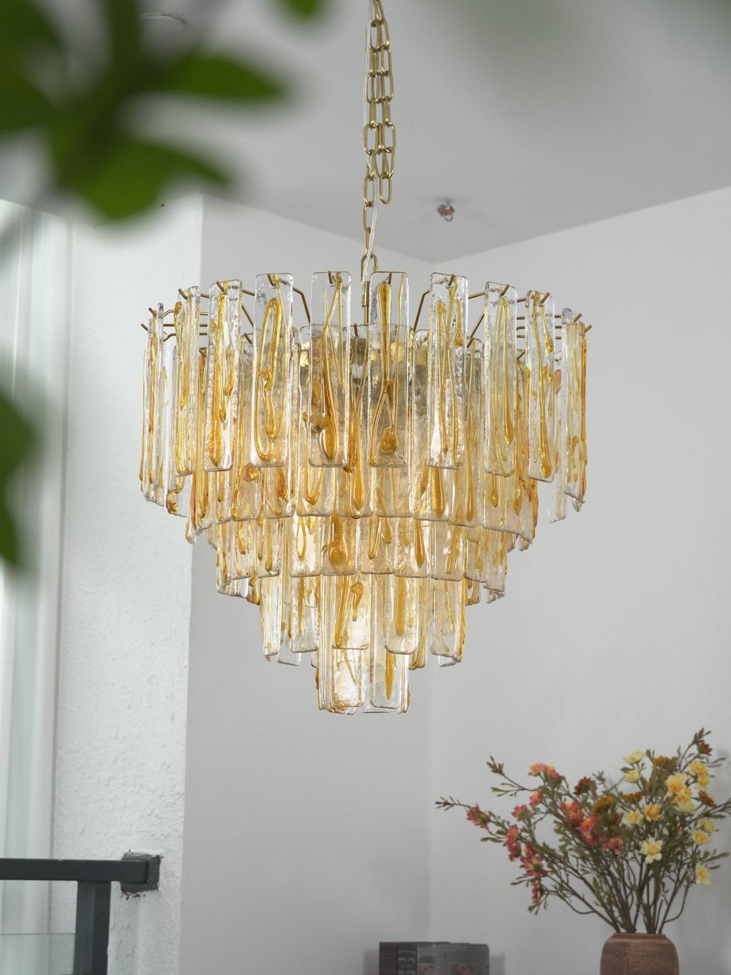 Golden Amber Murano Glass Chandelier
