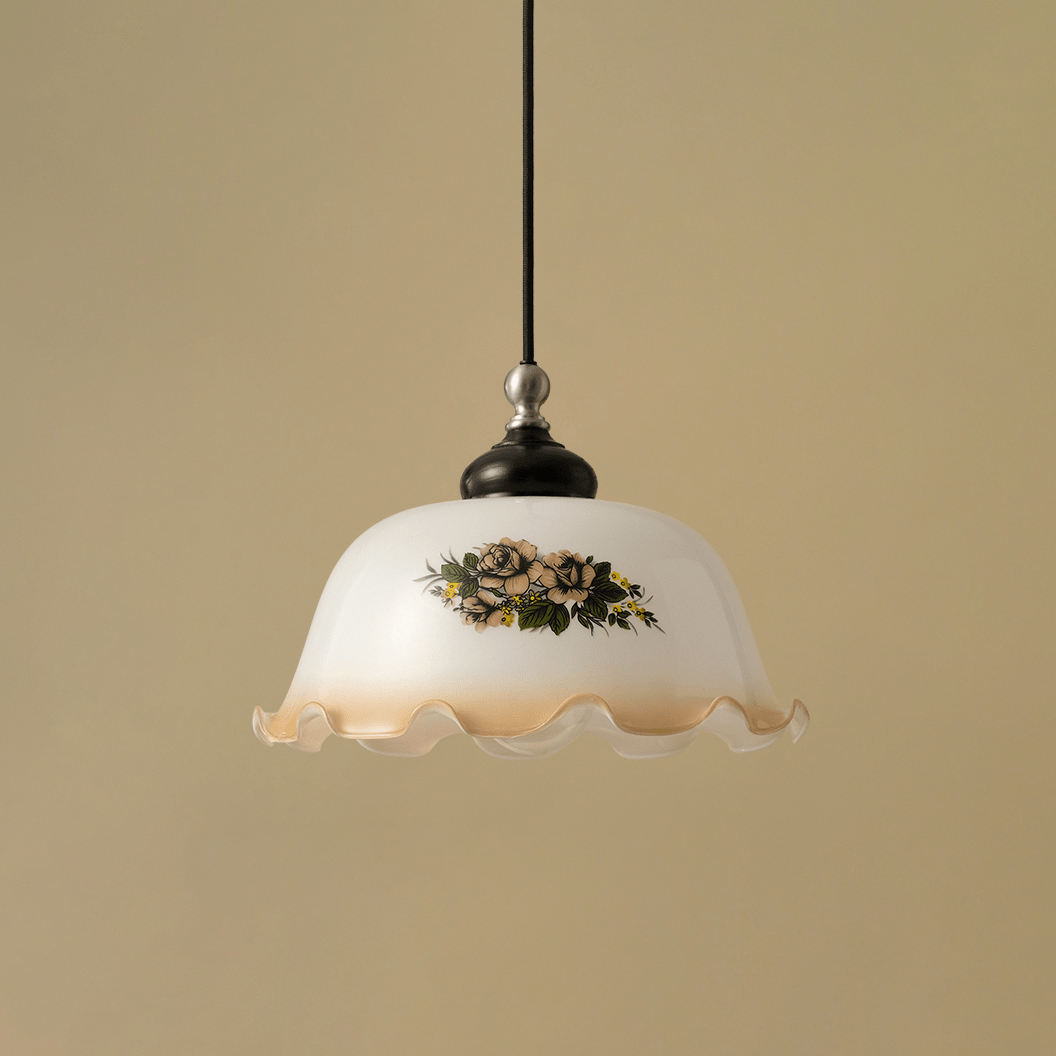 Floral Patterned Glass Pendant Light