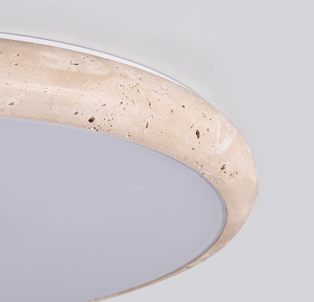 Textured Travertine Disk Ceiling Light