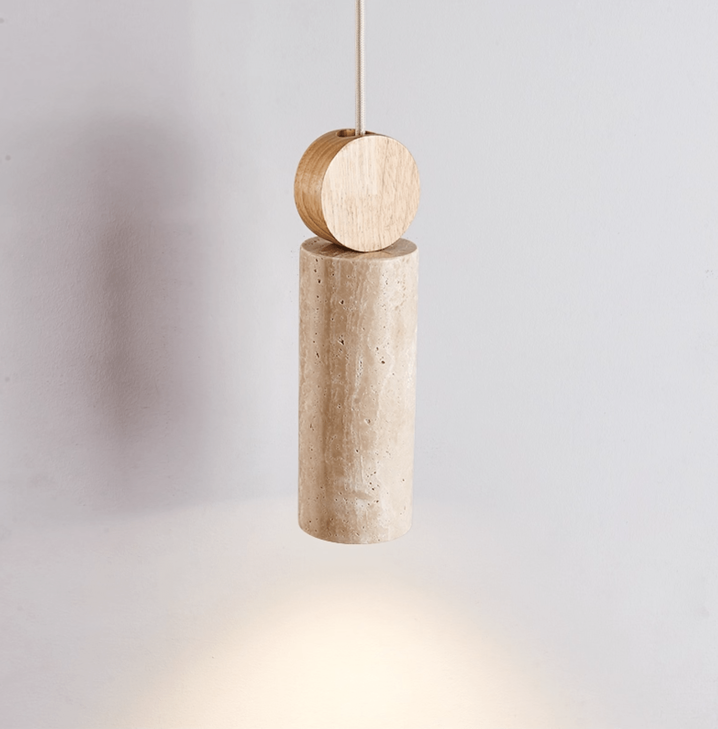 Travertine Cylinder Disc Pendant Light