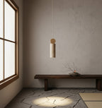 Travertine Cylinder Disc Pendant Light