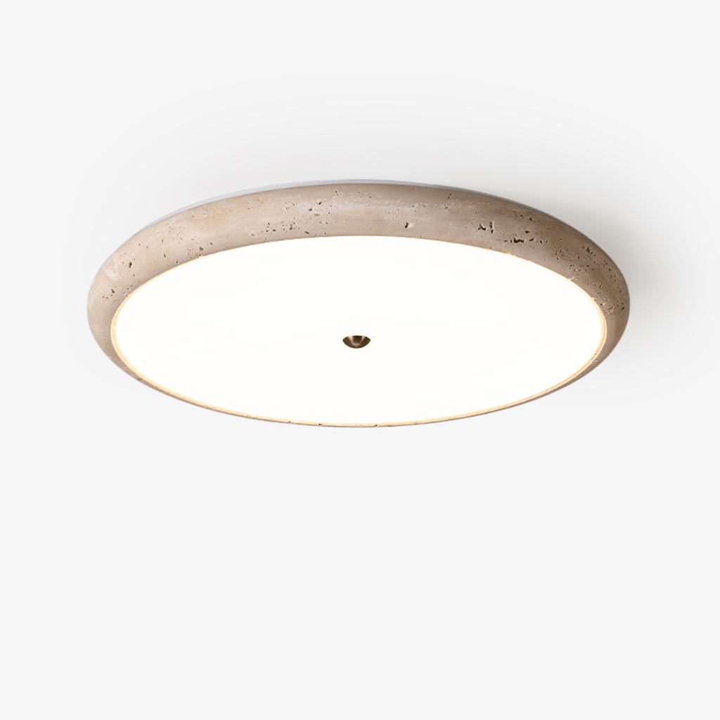 Textured Travertine Disk Ceiling Light