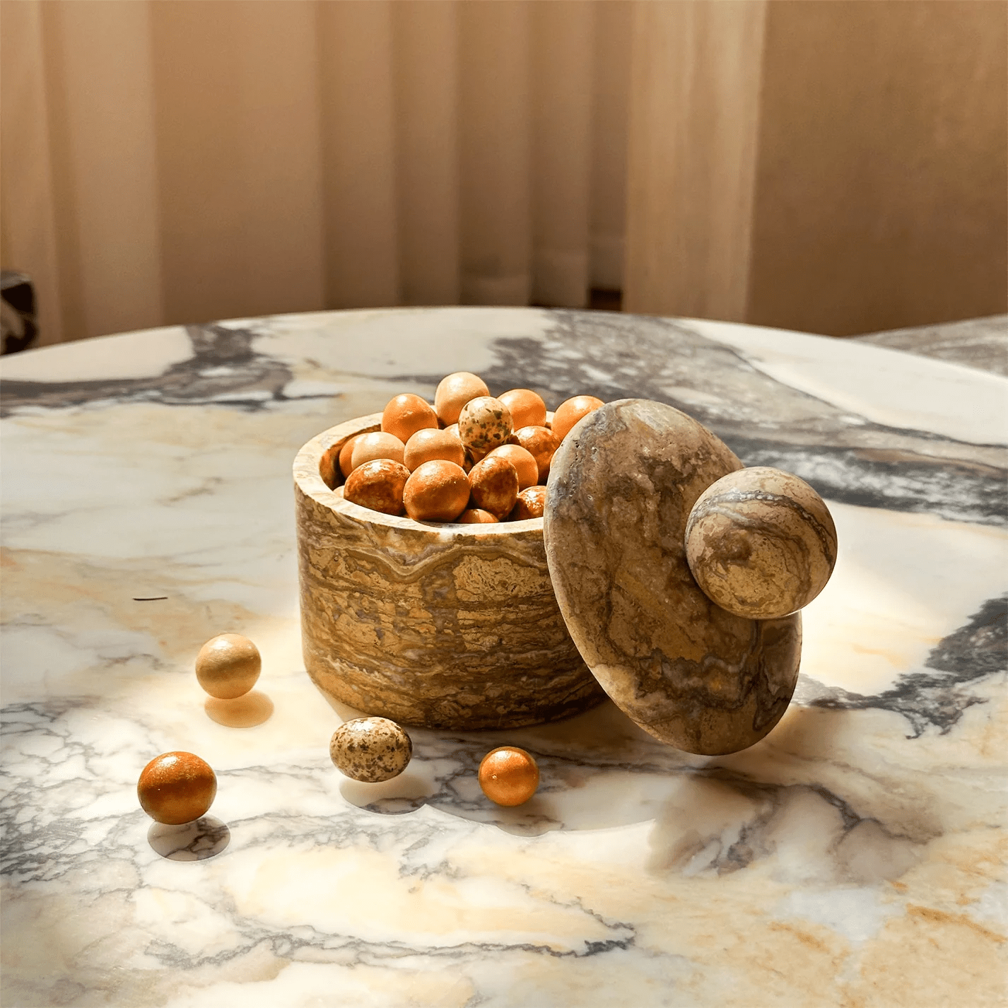 Strata Sphere Stone Storage Box