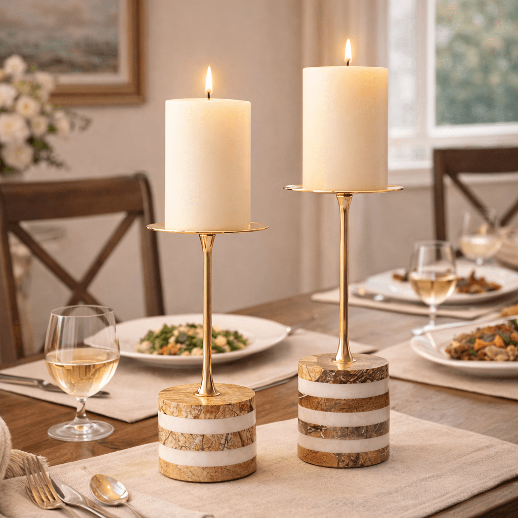 Strata Rise Marble Candle Holder