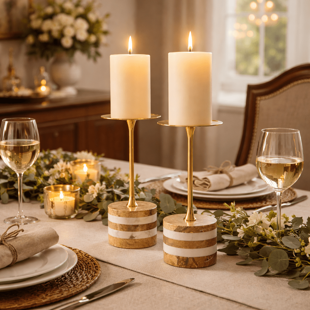 Strata Rise Marble Candle Holder