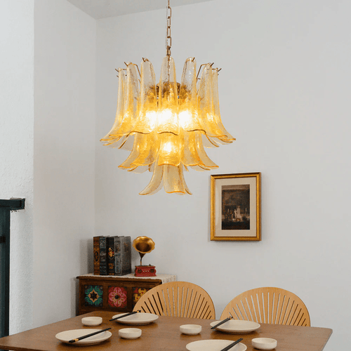 Amber Cascade Glass Chandelier
