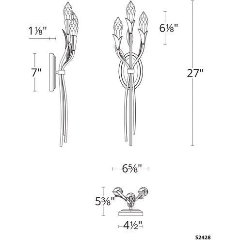 Secret Garden LED 4 inch Antique Silver Wall Sconce Wall Light, Schonbek Signature