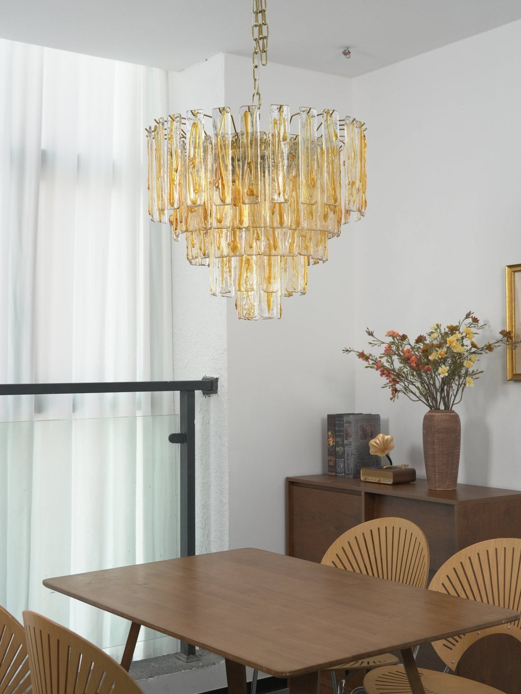 Golden Amber Murano Glass Chandelier