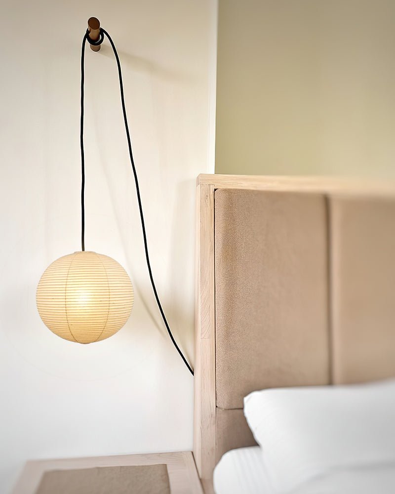 Akari A Round Swag Light (white plug wire)