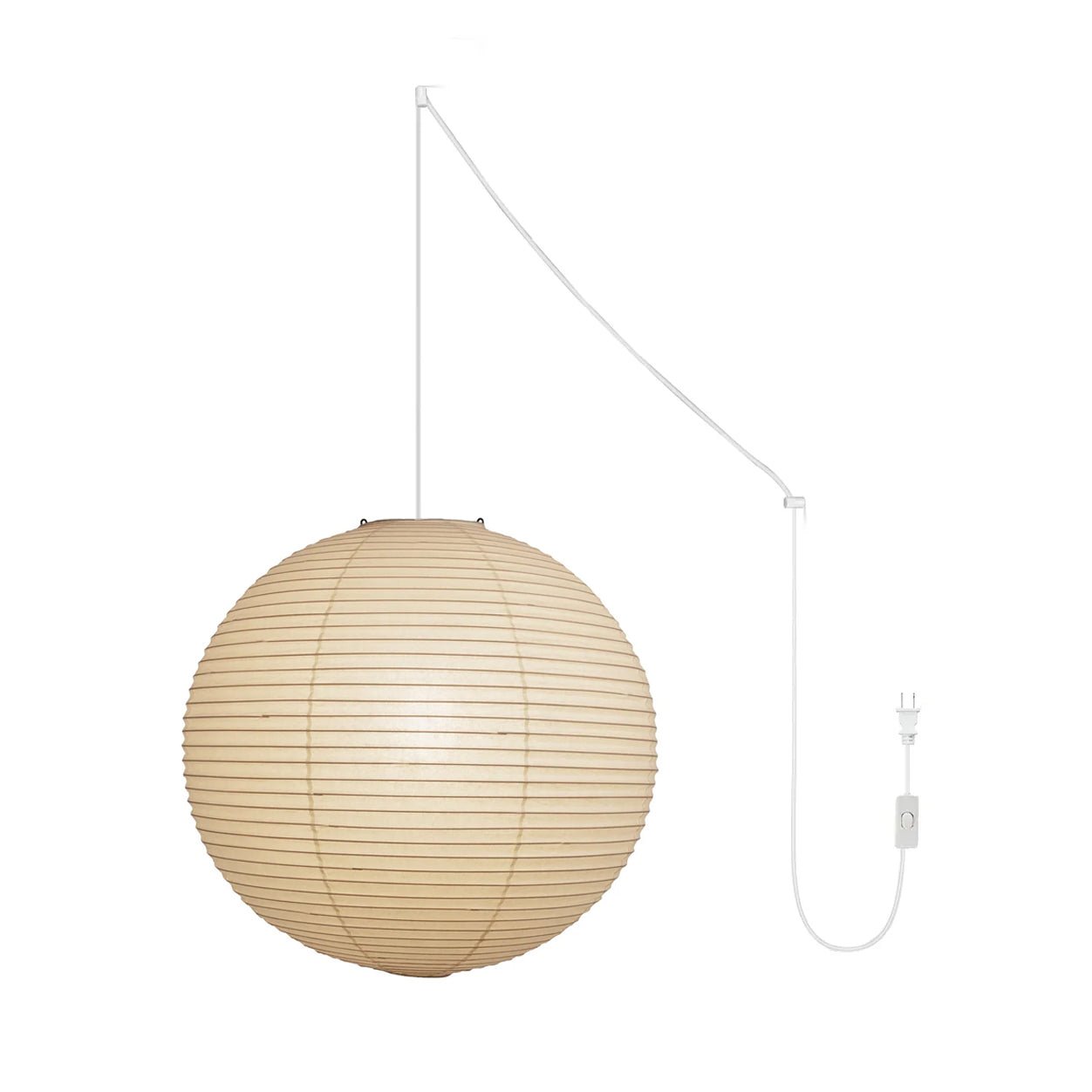 Akari A Round Swag Light (white plug wire)