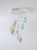 Aqua Ripple Glass Art Customize Chandelier