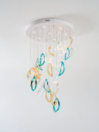 Aqua Ripple Glass Art Customize Chandelier