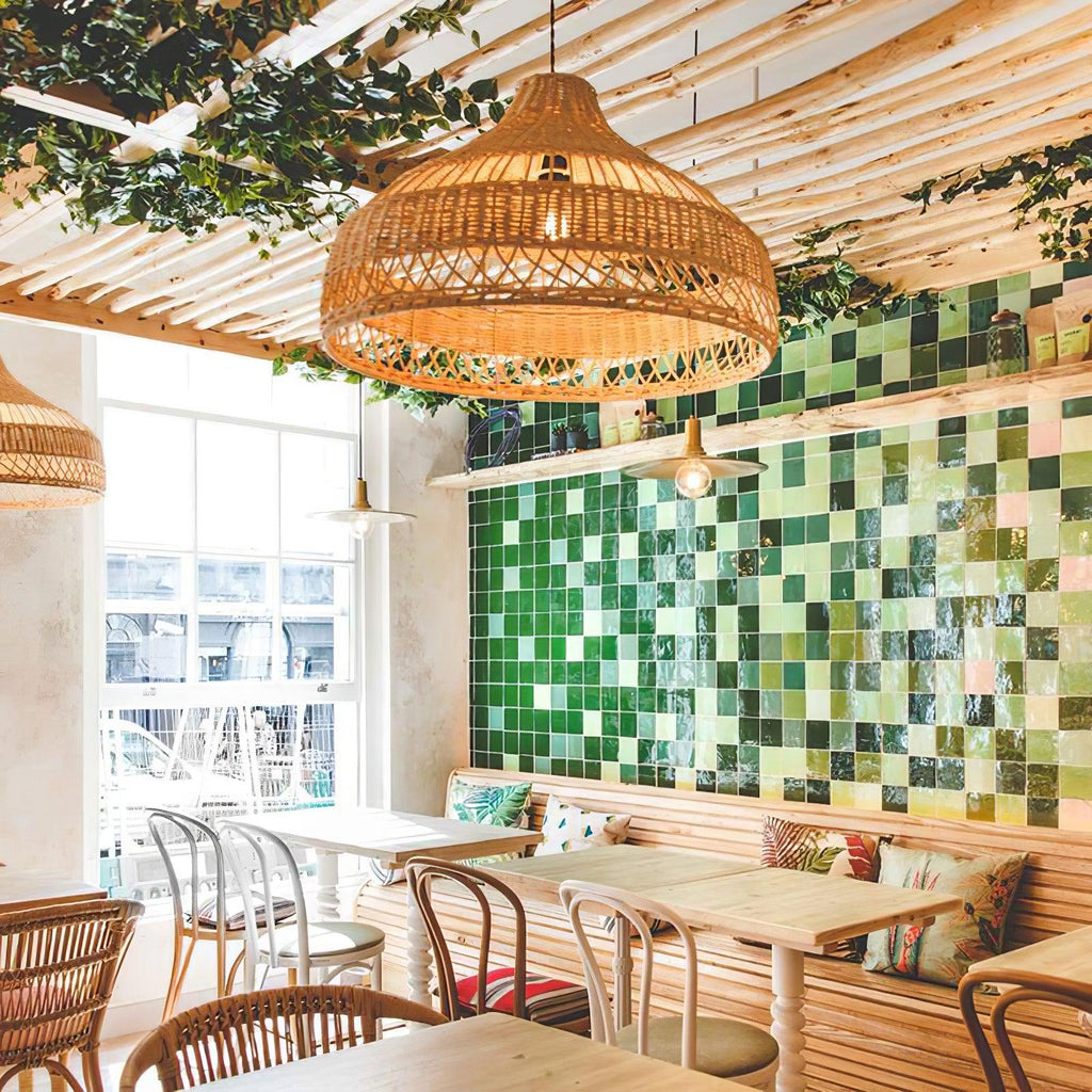 Artisanal Rattan Dome Pendant Lamp