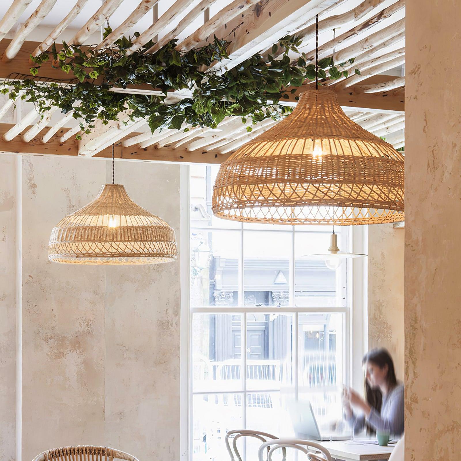 Artisanal Rattan Dome Pendant Lamp