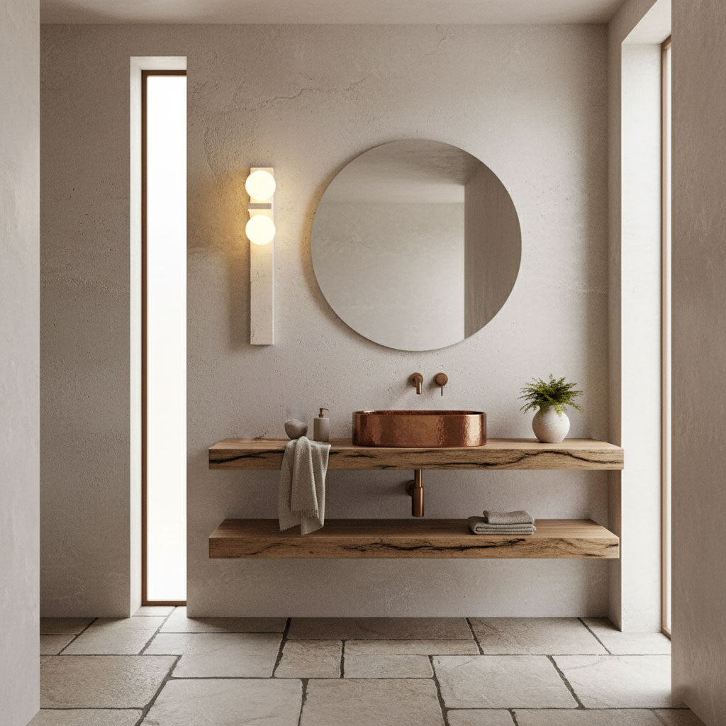 Asymmetrical Travertine Wall Sconce