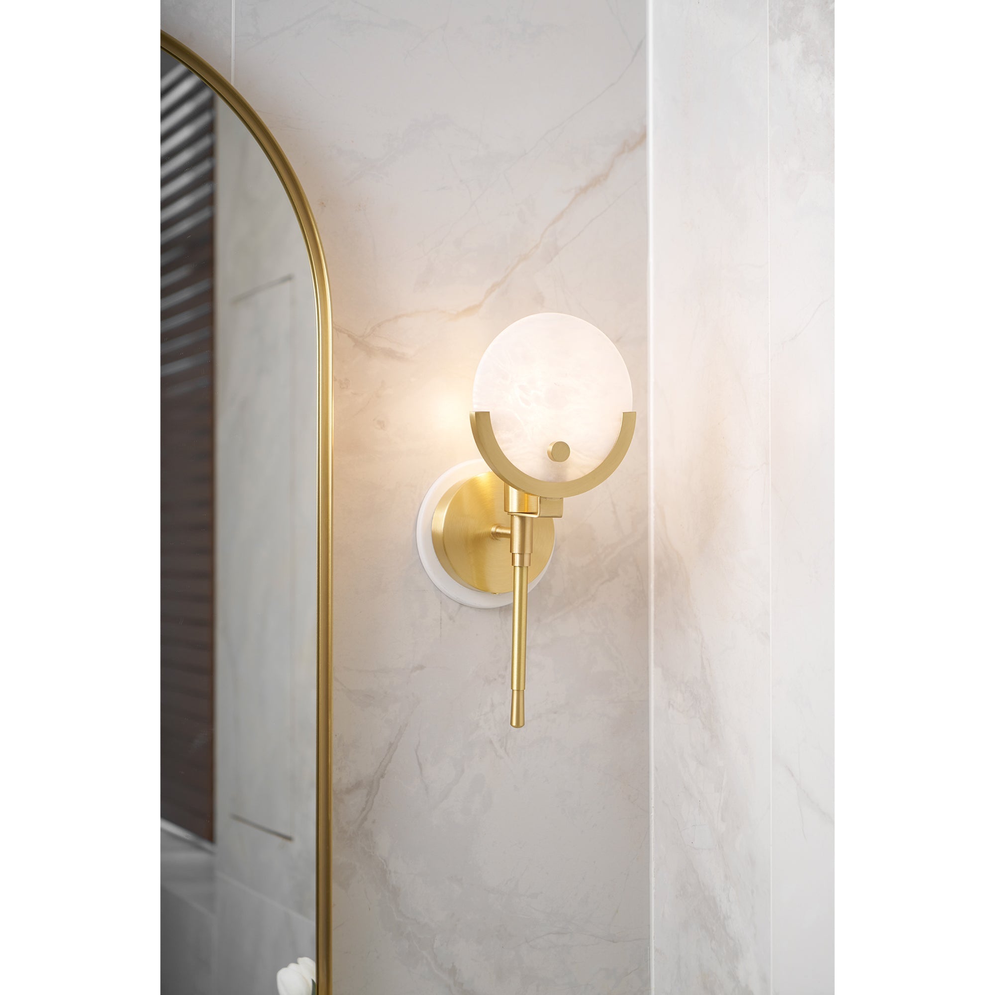 Ava Brass Alabaster Wall Lamp