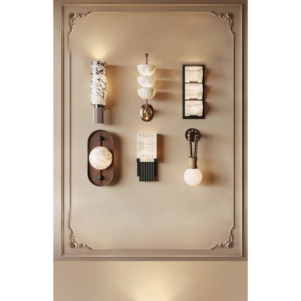 Bezel Alabaster Plug-in Wall Lamp