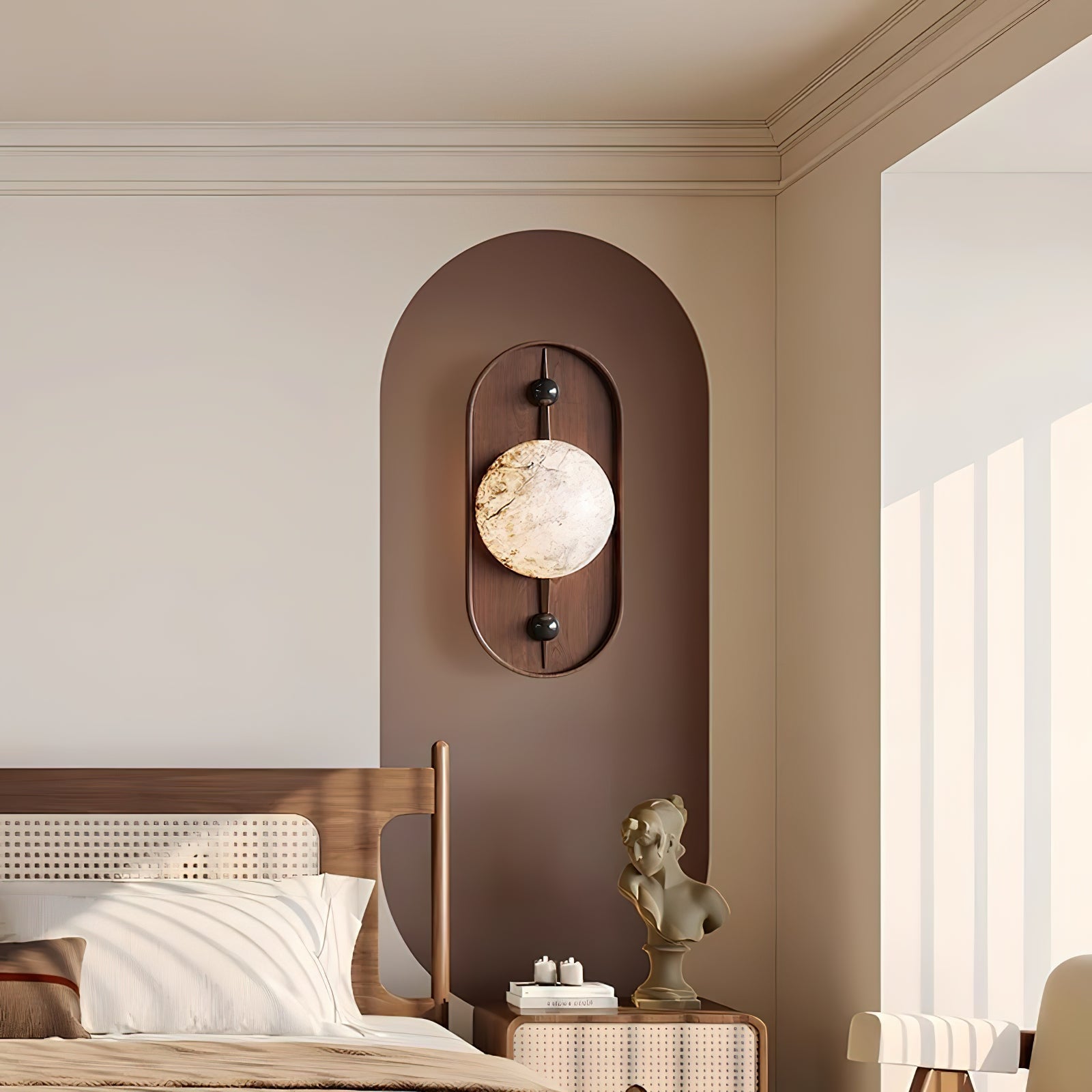 Bezel Alabaster Plug-in Wall Lamp