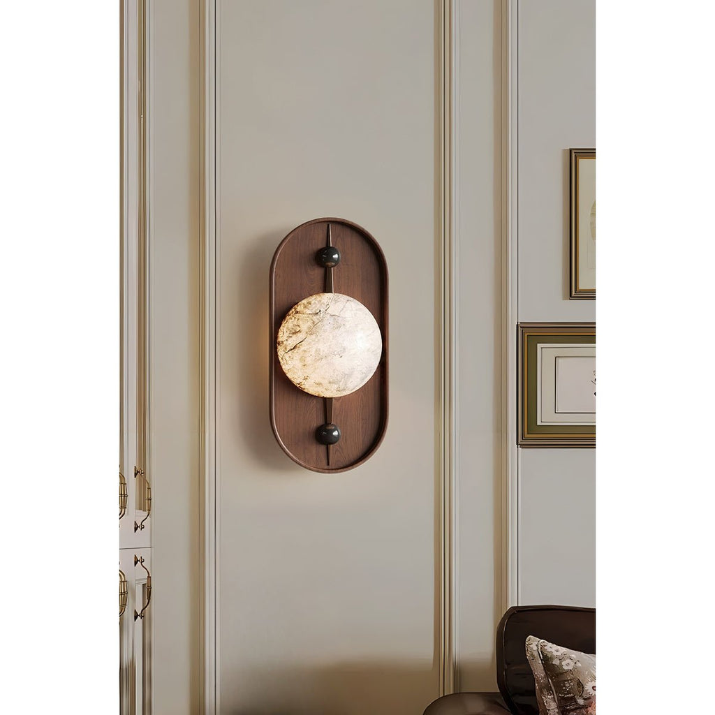 Bezel Alabaster Plug-in Wall Lamp