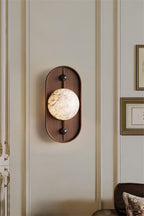 Bezel Alabaster Plug-in Wall Lamp
