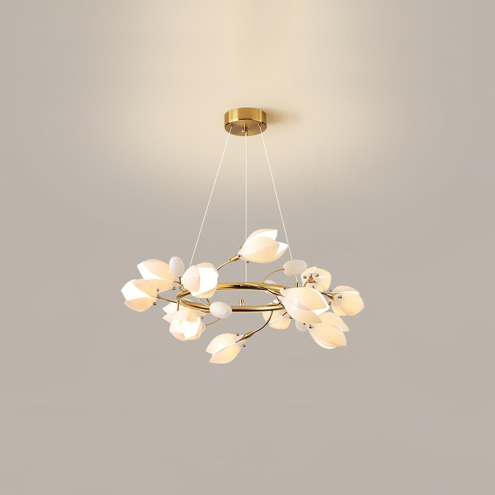 Porcelain Magnolia Gasolier Chandelier