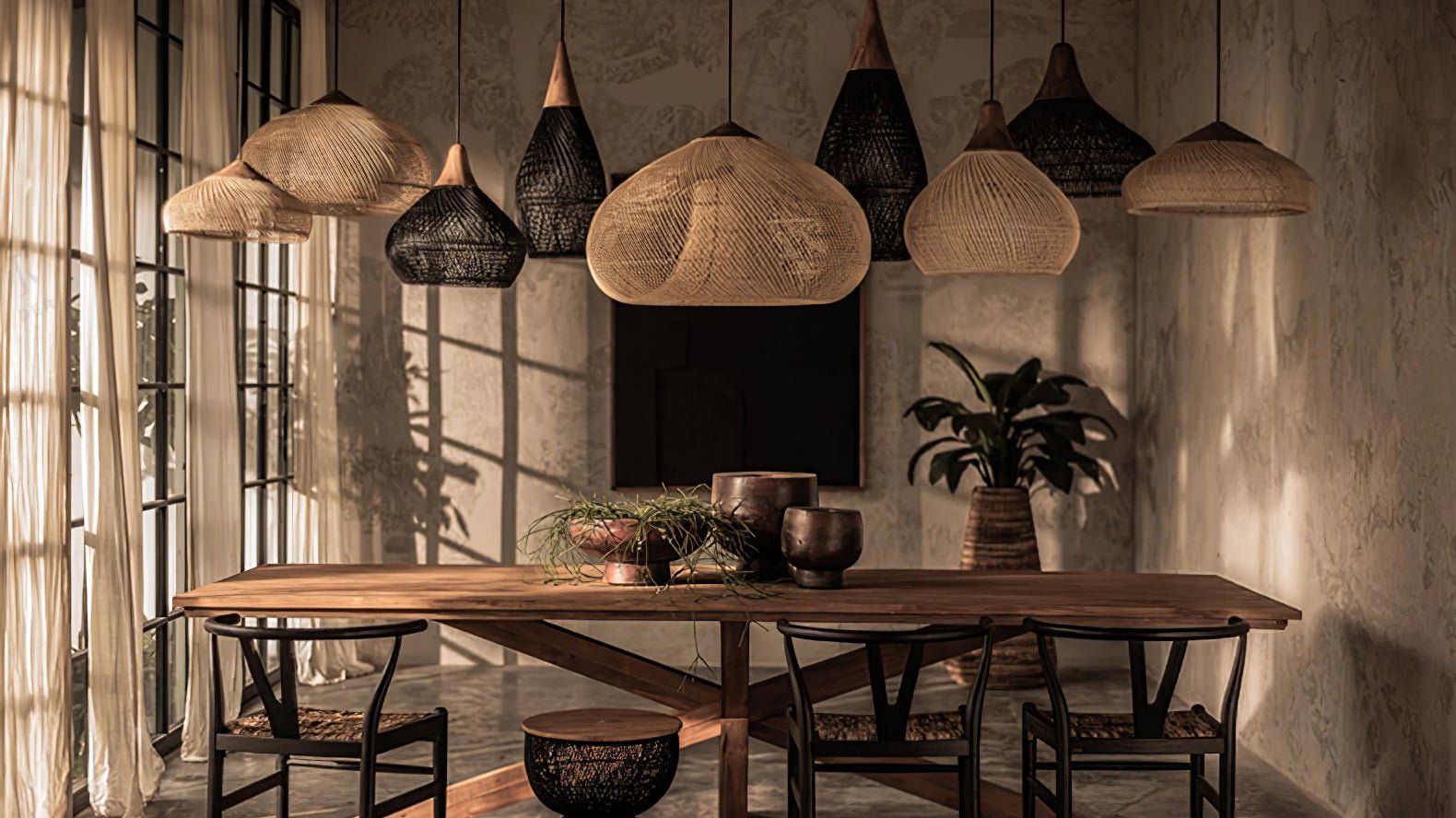 Braided Rattan Pendant Lamp