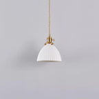 Brass Pleated Ceramic Pendant Lamp
