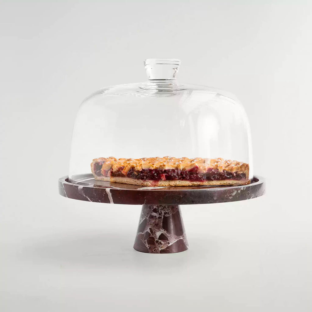 Crimson Marquina Marble Pedestal Tray