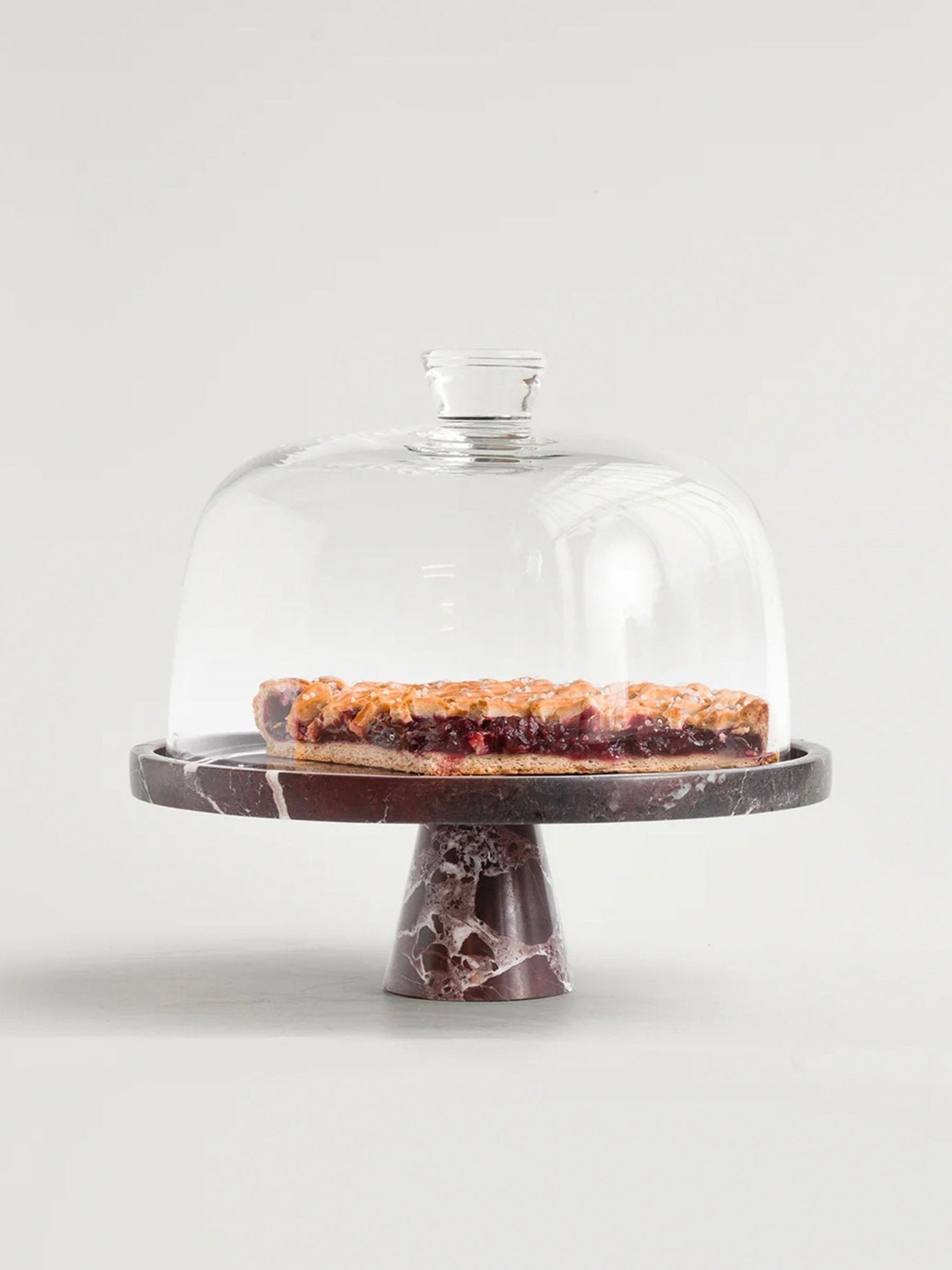 Crimson Marquina Marble Pedestal Tray