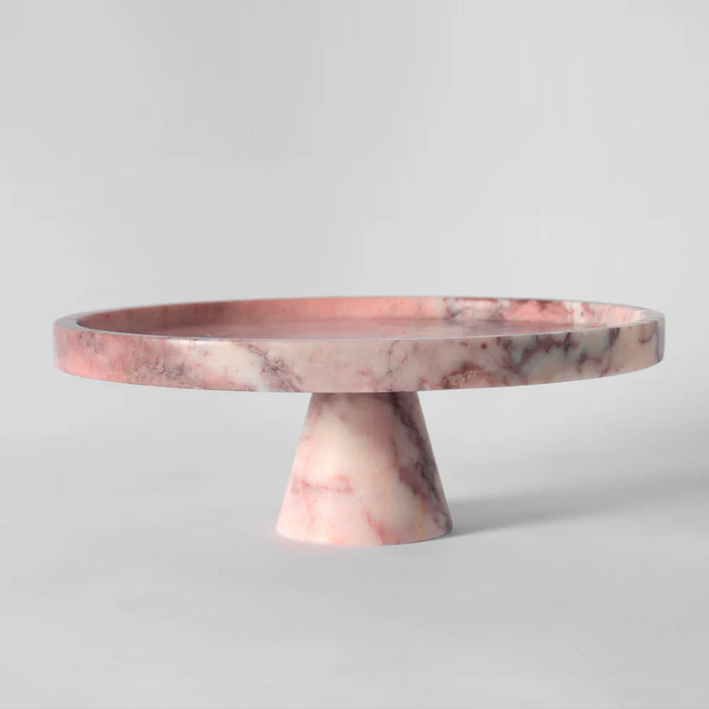 Crimson Marquina Marble Pedestal Tray
