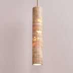 Cylindrical Travertine Pendant Light
