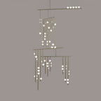 Brass Glass Drop Chandelier