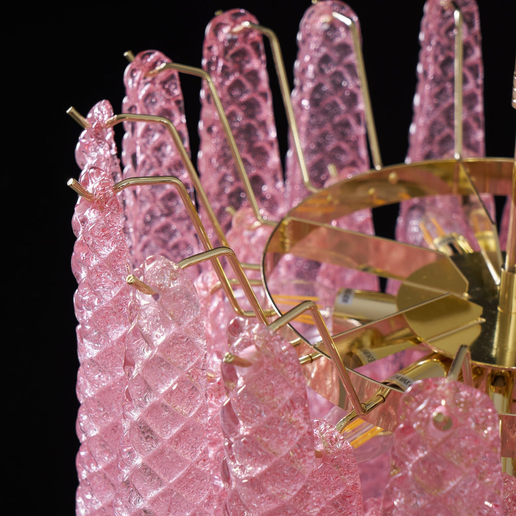Murano Pink Glass Droplet Chandelier