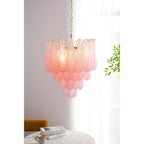 Murano Pink Glass Droplet Chandelier