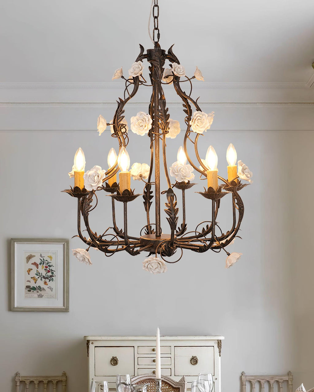 Florentine Rose Garden Ceiling fixture Chandelier
