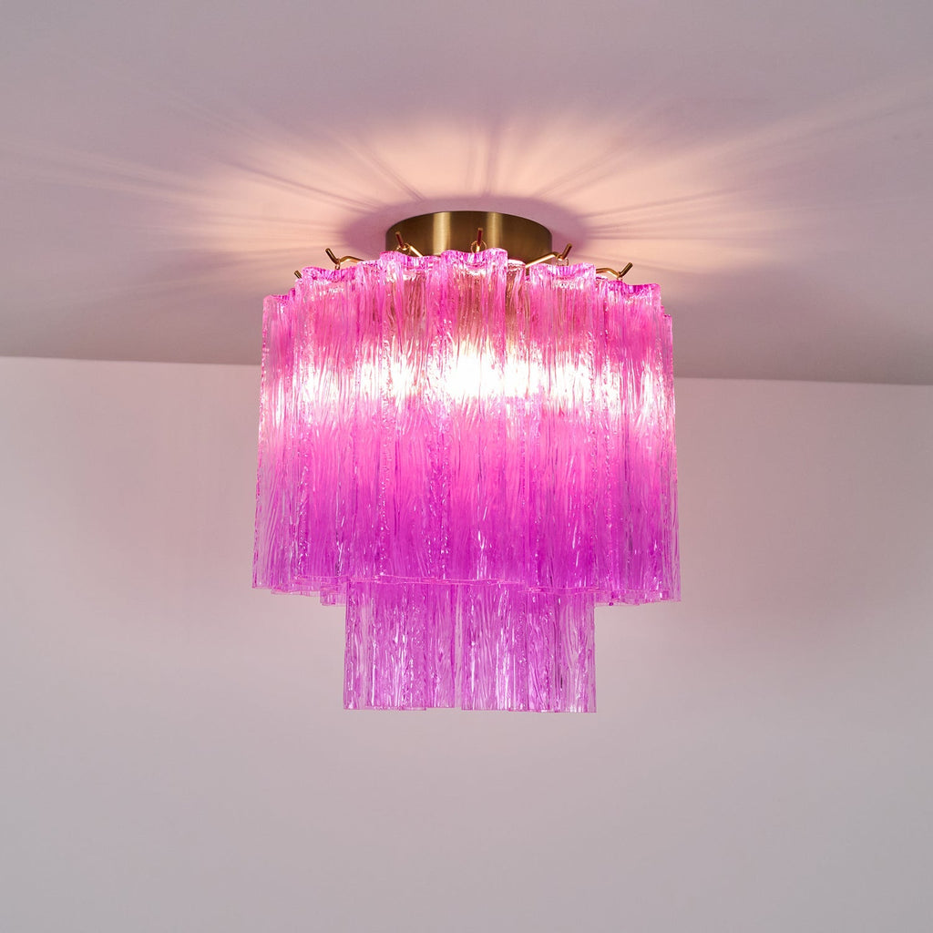Fiora Rose Red Glass Overhead fixture Ceiling Lamp