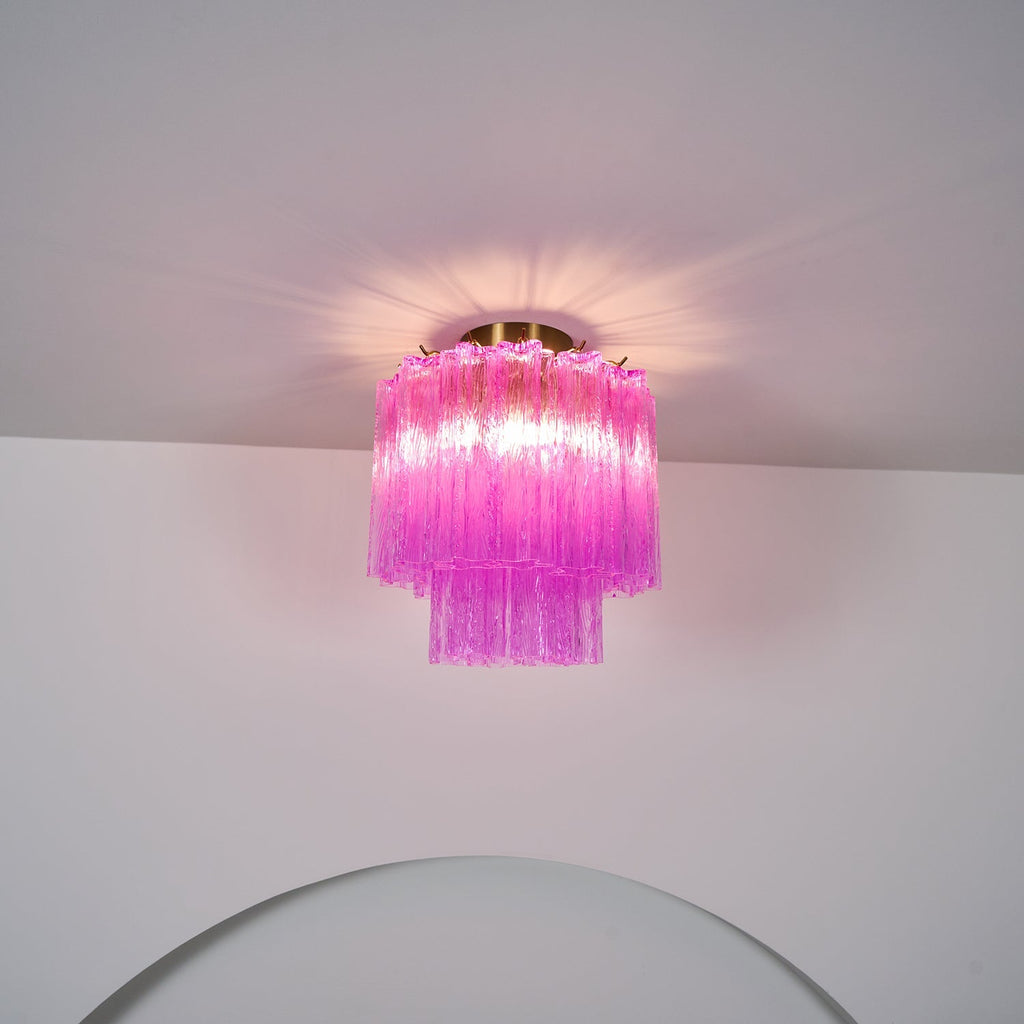 Fiora Rose Red Glass Overhead fixture Ceiling Lamp