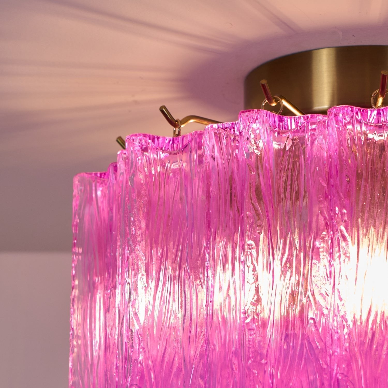 Fiora Rose Red Glass Overhead fixture Ceiling Lamp