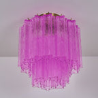 Fiora Rose Red Glass Overhead fixture Ceiling Lamp