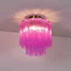 Fiora Rose Red Glass Overhead fixture Ceiling Lamp