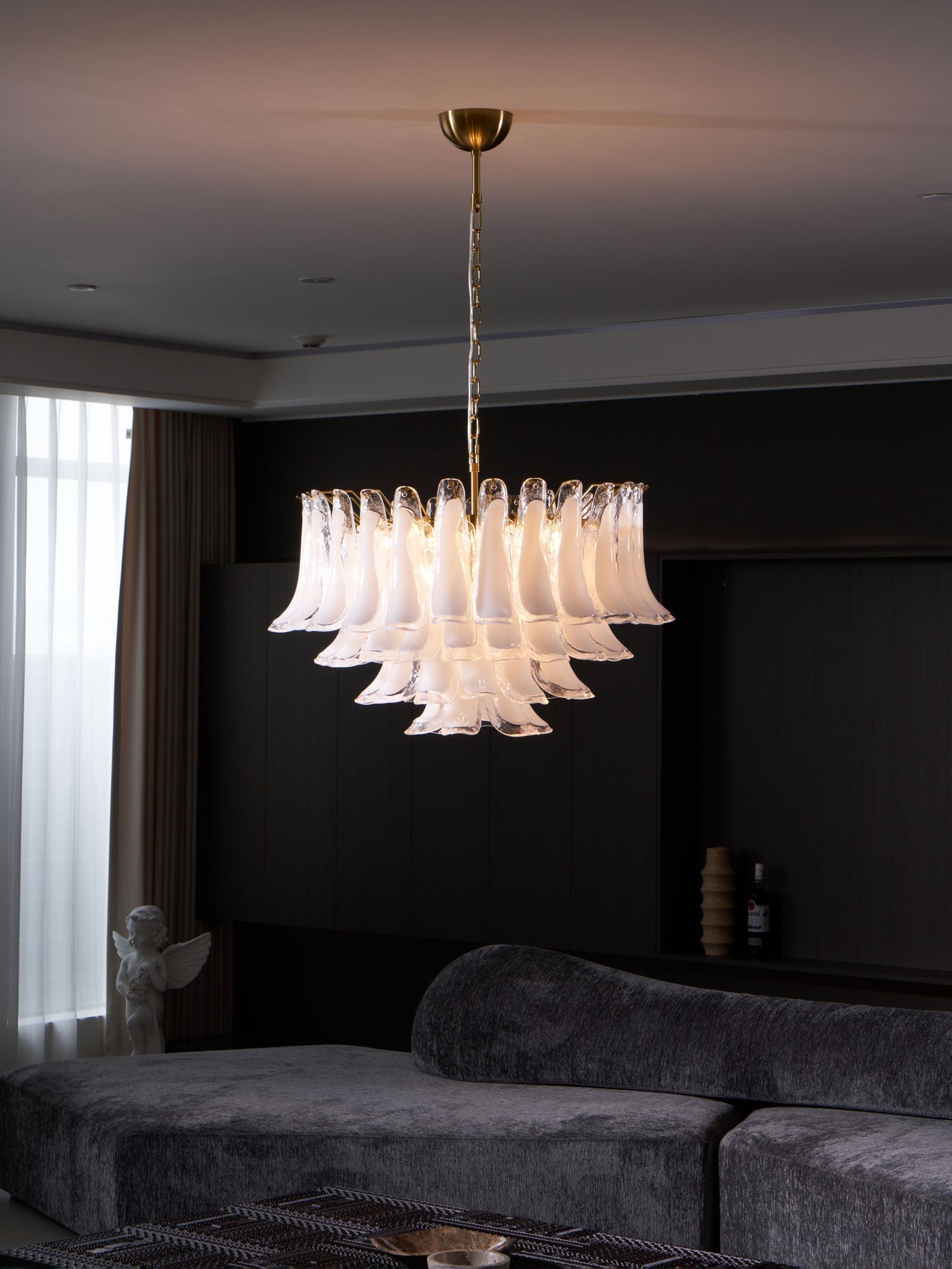 Fiora Pink Glass Chandelier