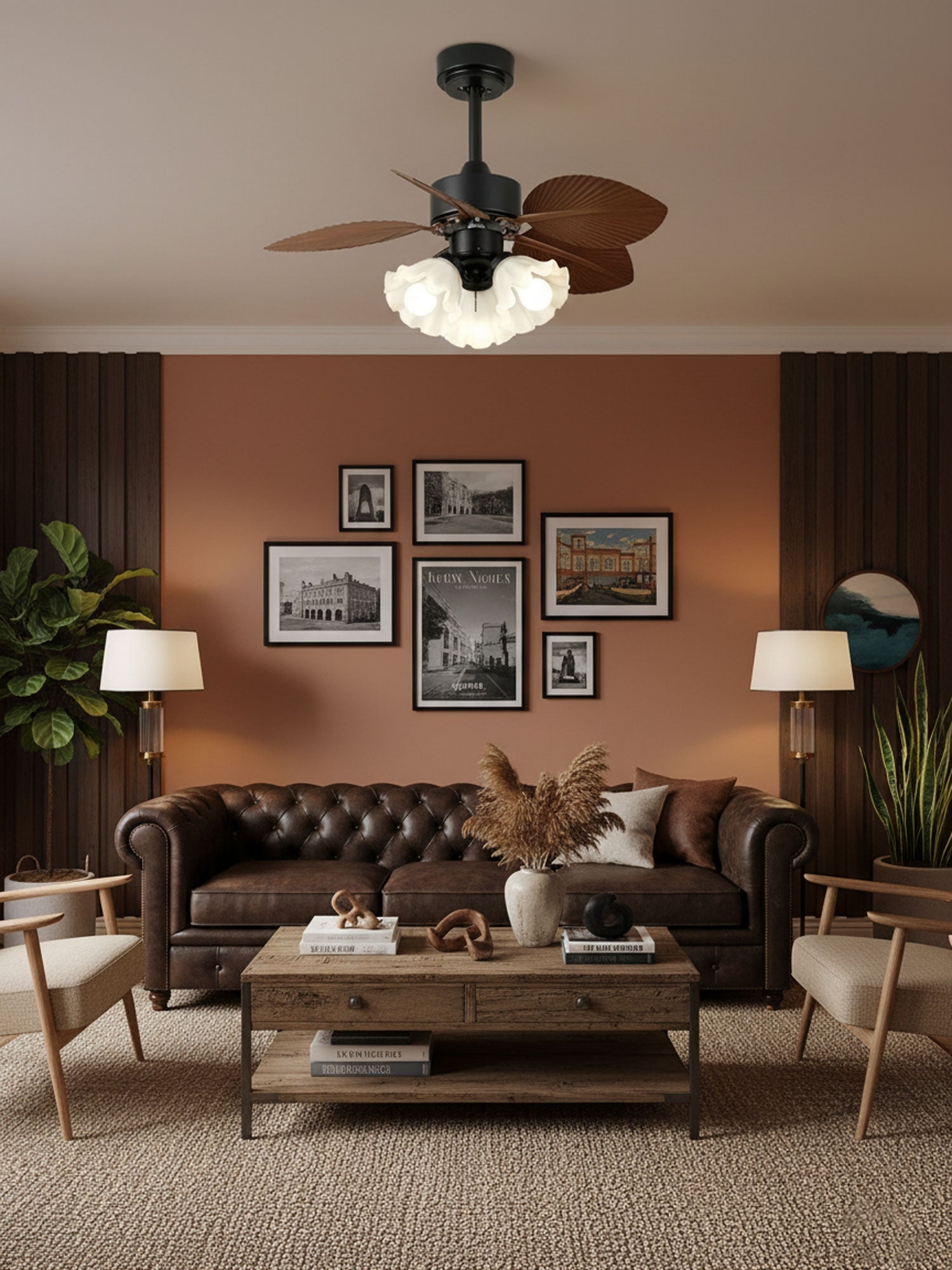 Floriva Leaf Ceiling Fan Light