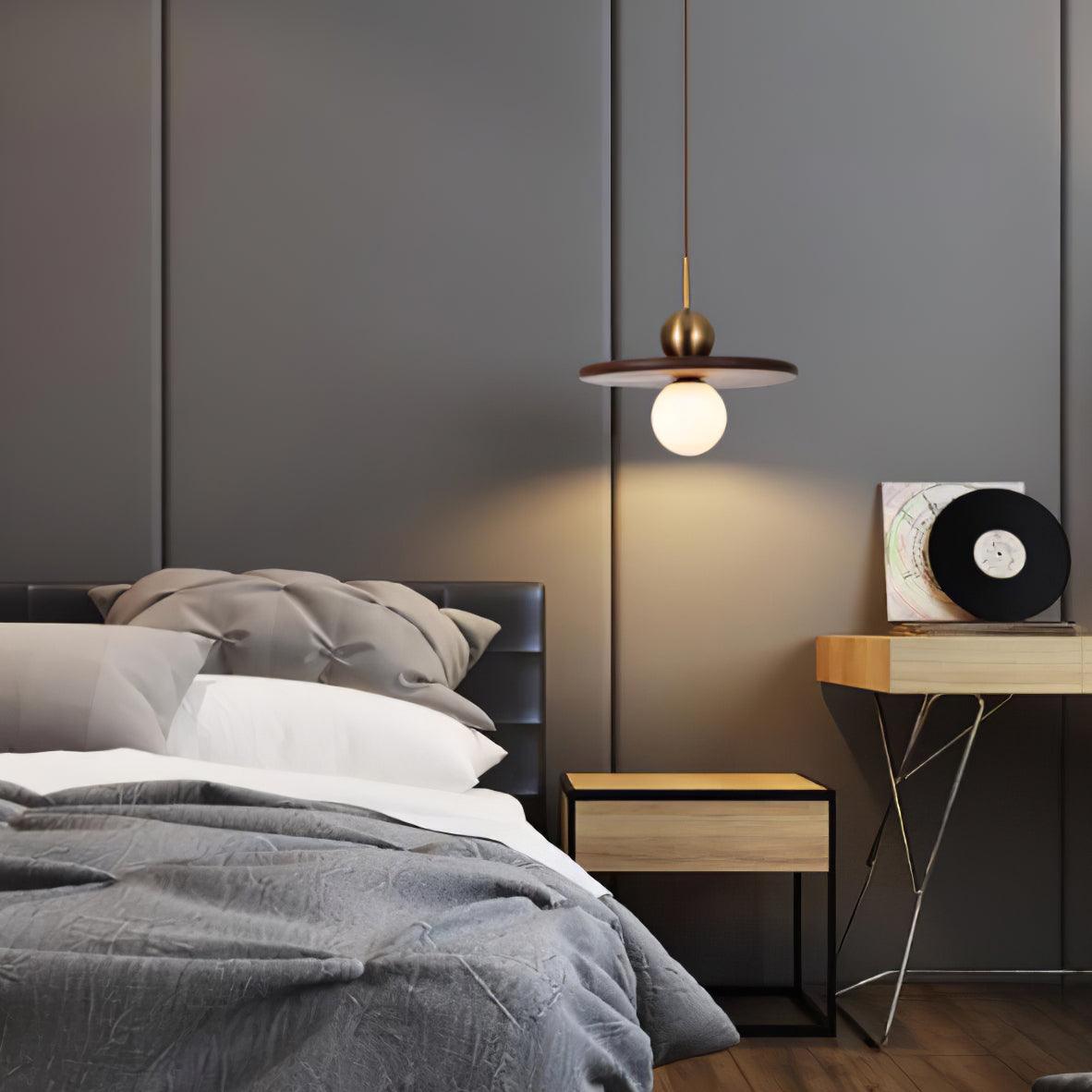 Flying Saucer Walnut Hanging light Pendant Lamp