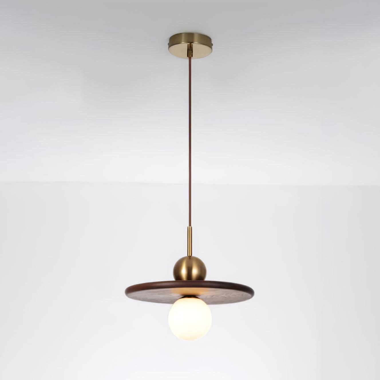Flying Saucer Walnut Hanging light Pendant Lamp