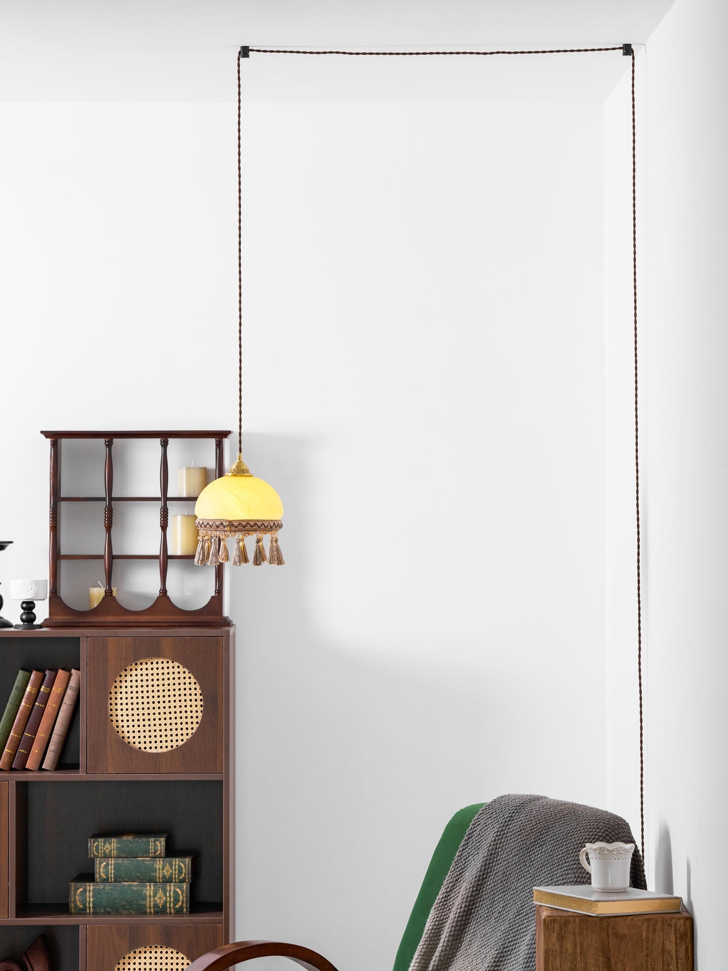 French Tassels Brass Pendant Swag Light