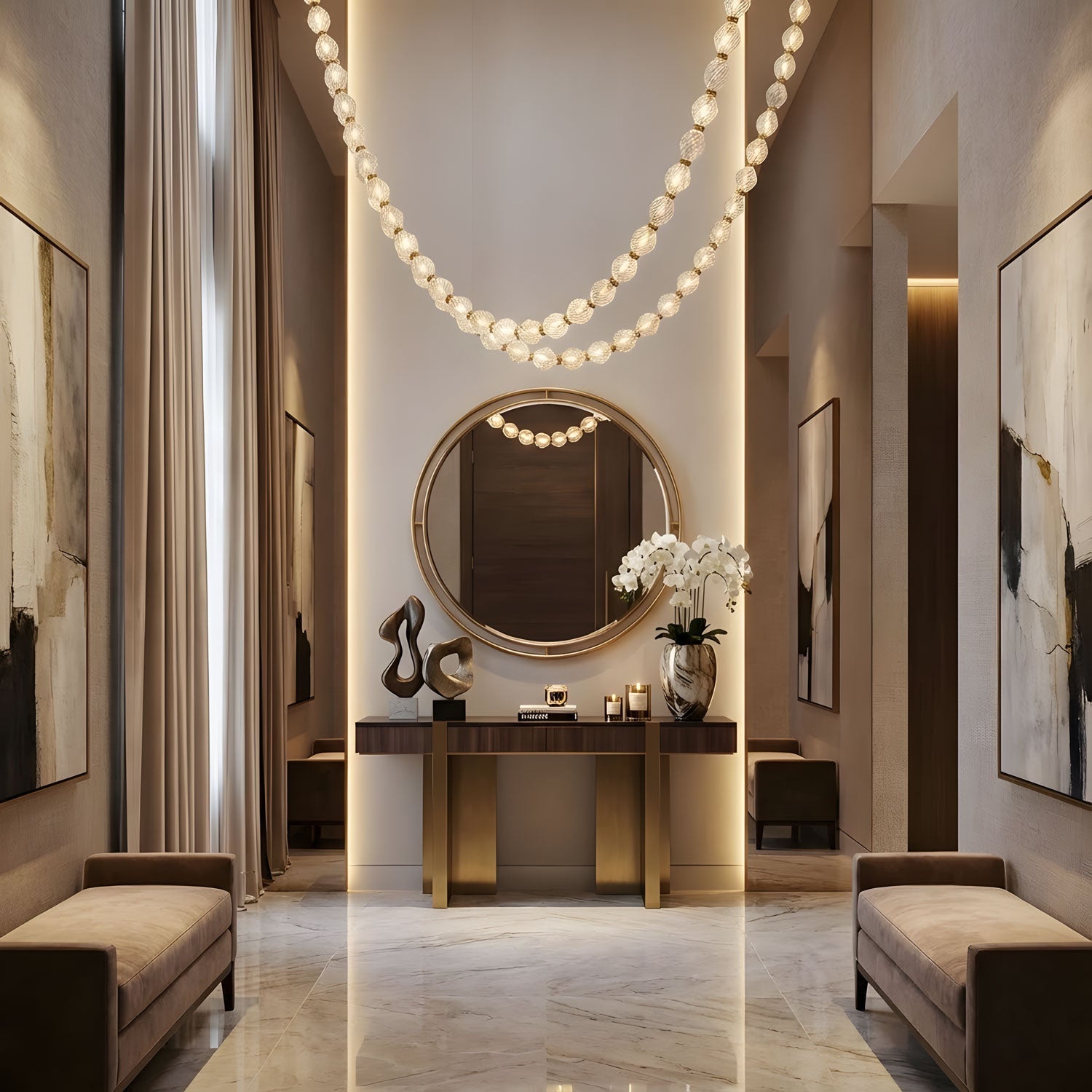 Glass Chain Chandelier