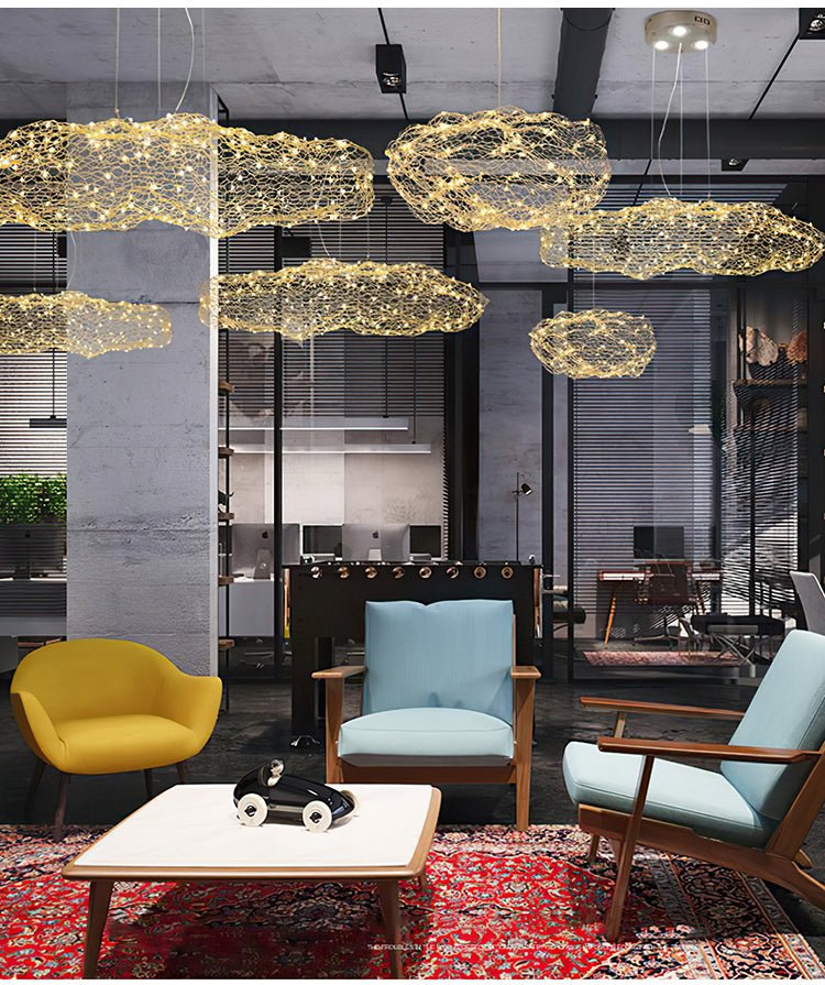 Golden Cloud Weave Pendant Light