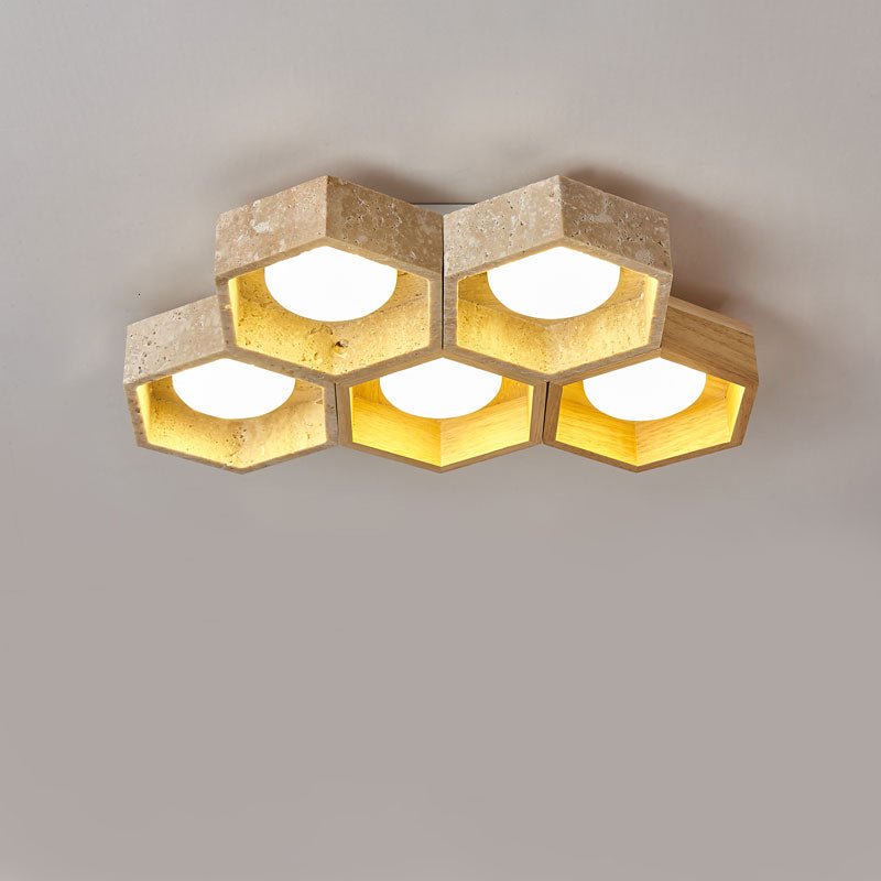 Honeycomb Travertine Ceiling Lamp