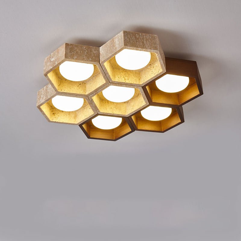 Honeycomb Travertine Ceiling Lamp
