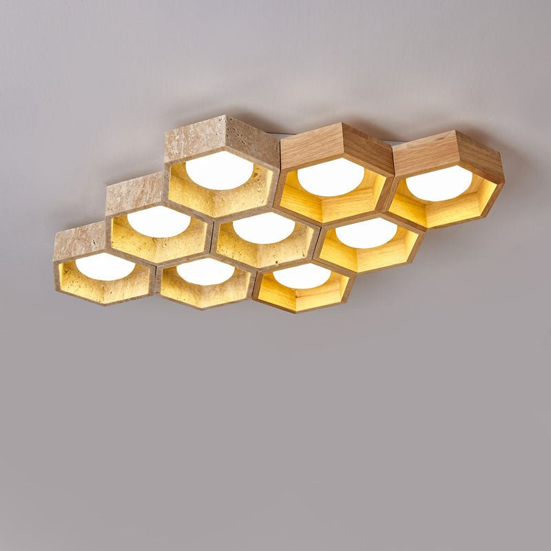 Honeycomb Travertine Ceiling Lamp